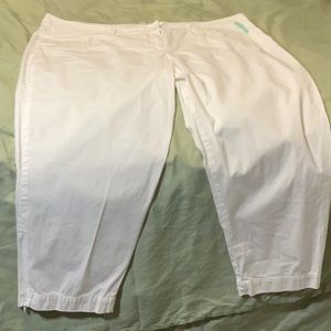 Eileen Fisher Cotton Capris With Zippers At Hem